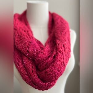 Pink infinity crocheted scarf